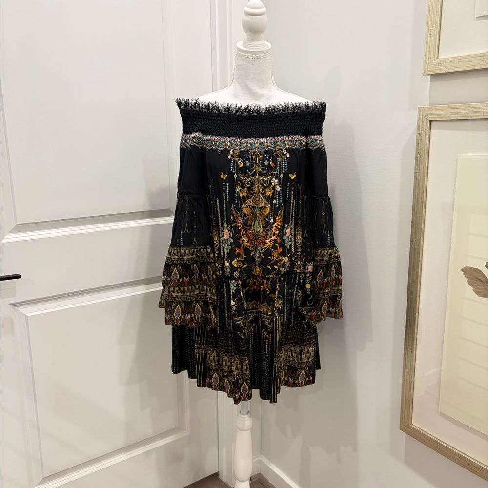 Camilla “Rebelle Rebelle” Off Shoulder Dress with Smocking size XS